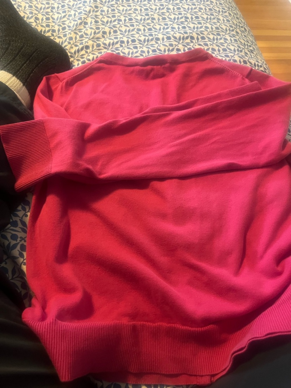 LOFT Fuchsia Crewneck Cardigan with Crystal Buttons - Picture 7 of 8